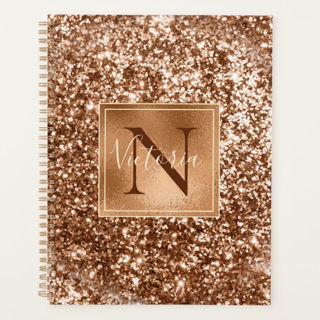 Agenda Glitter Monograma Bling Name Glam (Frente)