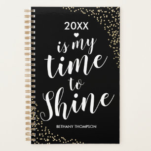 Agenda Glitter Preto Dourado 2022 Personalizado