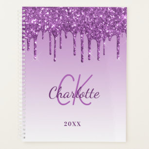 Agenda Glitter púrpura pinga monograma violeta