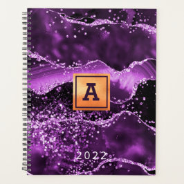 Agenda Glitter roxo, dourado 2026