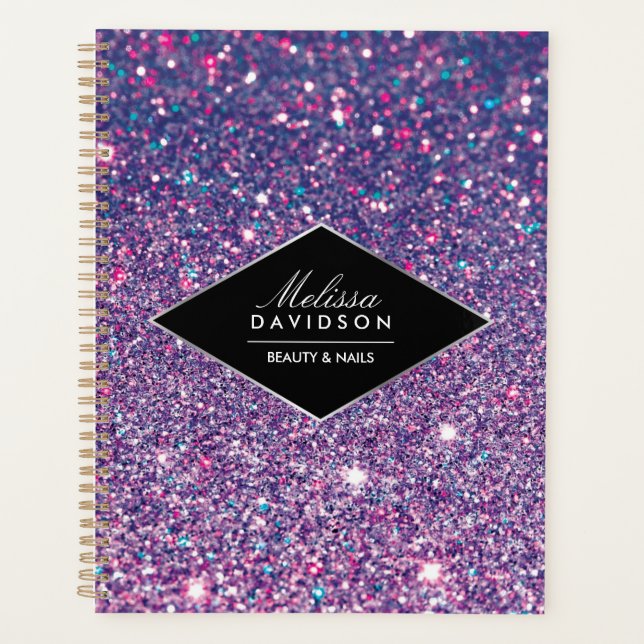 Agenda Glitter Roxo e Livro de Nomes de Glamor (Frente)