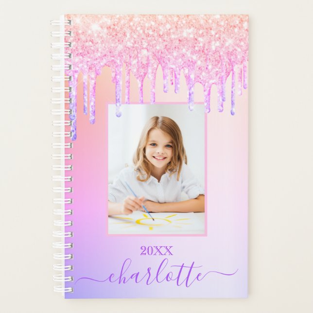 Agenda Glitter roxo rosa pinga foto garota 2026 (Frente)