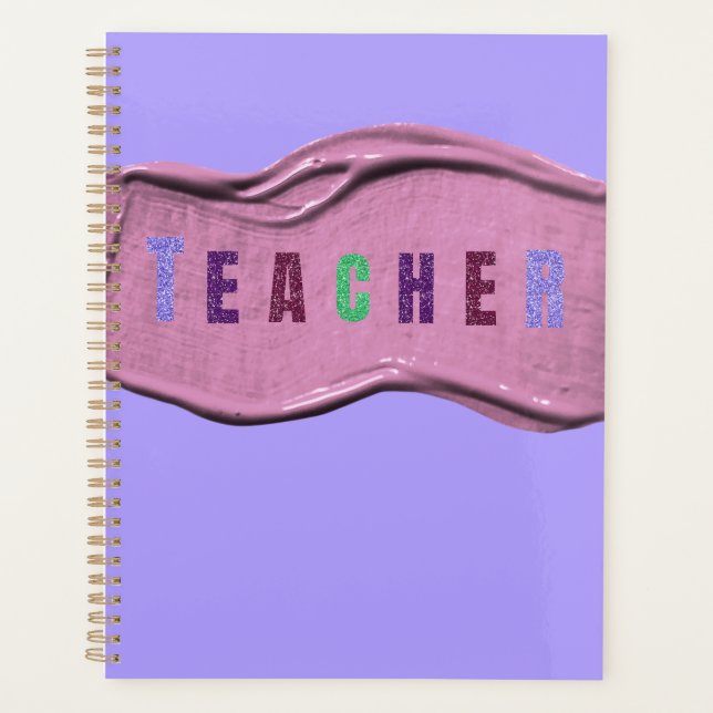 Agenda Glitter Teacher Colorful Letters  (Frente)