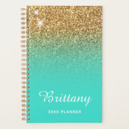 Agenda Glitter Turquesa Ombre Personalizado