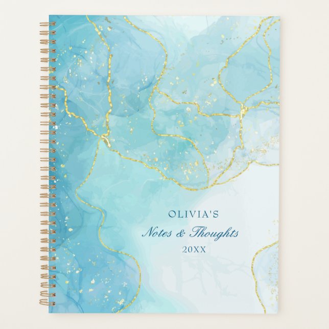 Agenda Glitter & Turquoise Marble Custom Name 2026 (Frente)