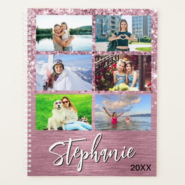 Agenda Glittery Pink Glam 14 Photo Collage (Frente)