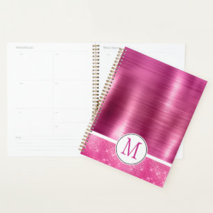 Agenda Glitzy Pink Glam Sparkle Monograma