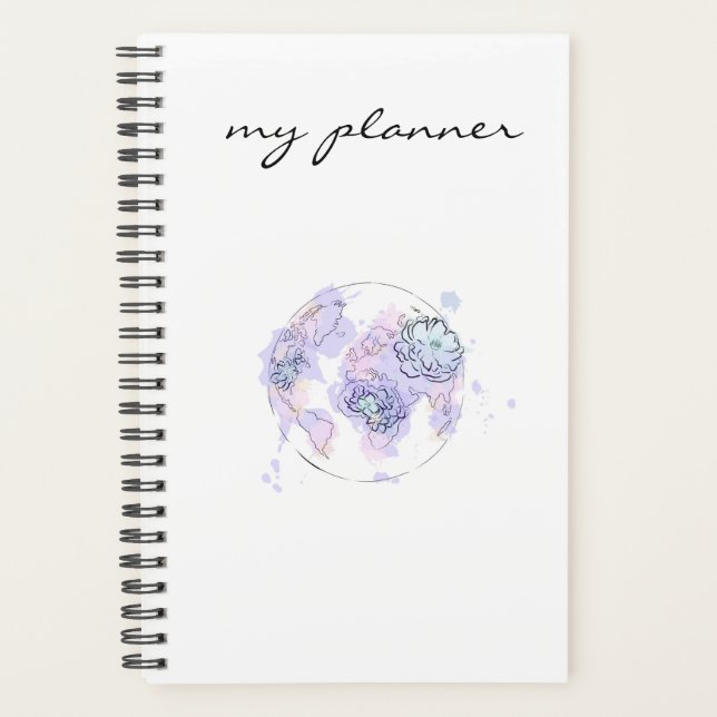 Agenda Globe Moderno de Cor Azul-Chic (Frente)