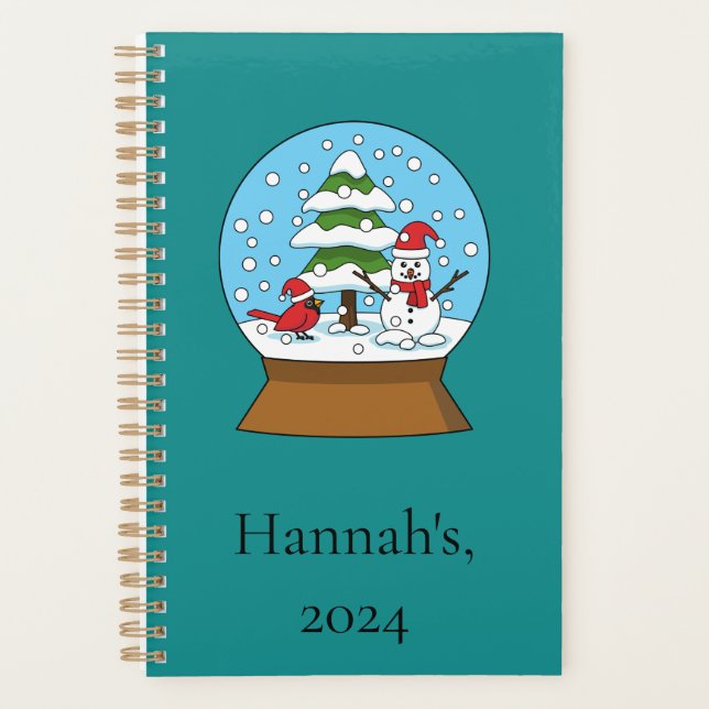 Agenda Globe w Cardeal Snowman & Pine Tree | Personalizar (Frente)