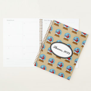 Agenda Globo de Neve com Cardeal Vermelho Bonito
