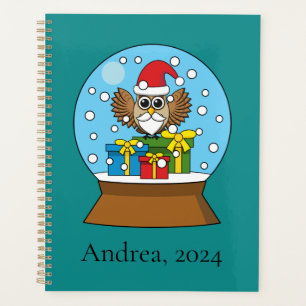 Agenda Globo de Neve com Santa Claus Owl Personalizar