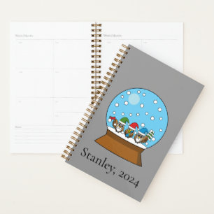Agenda Globo de Neve com Três Corujas Gnomo Personaliza