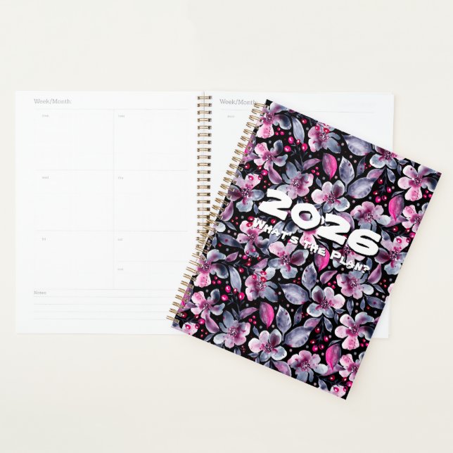 Agenda Gloria-Black,Gray,Pink Floral Customizable Planner (Exibição)