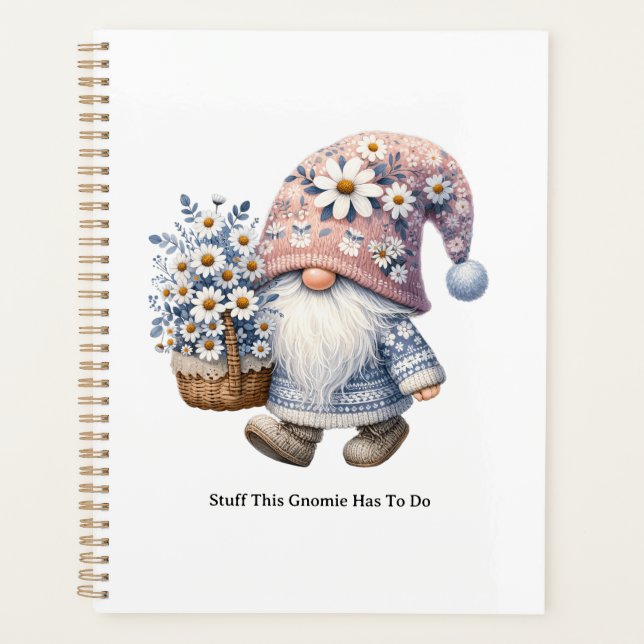 Agenda Gnome Personalizado Flor de Margarida Fofa para Mu (Frente)