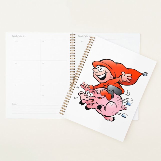 Agenda Gnomo de desenho animado engraçado montando um por (Criador carregado)