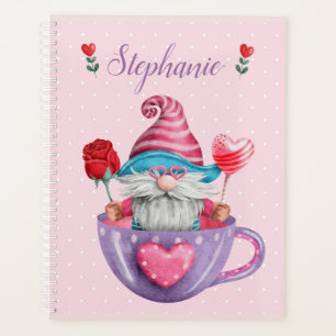 Agenda Gnomo Whimsical em Tea Cup Hearts & Flowers