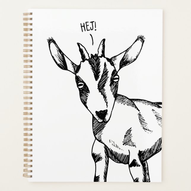 Agenda Goat Sketch dizendo "Hej!" (Frente)