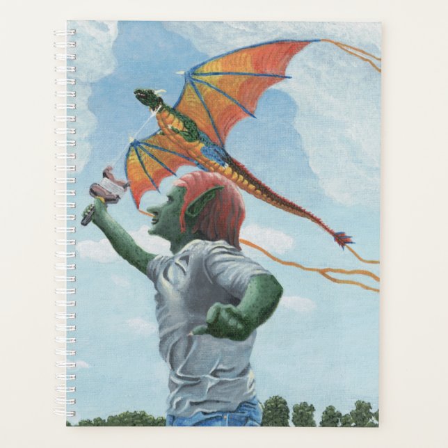 Agenda Goblin Flying Rainbow Dragon Kite Fantasy Planner (Frente)