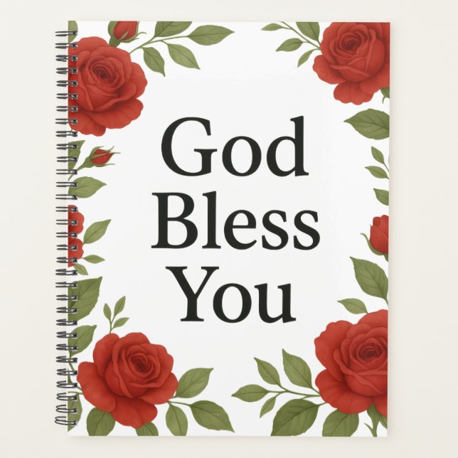 Agenda God Bless You Religious Rose Floral Cards (Frente)