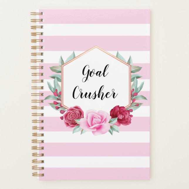 Agenda Gol Crusher Rosa Stripes Floral (Frente)