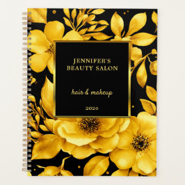Agenda Gold black flowers professional appointment