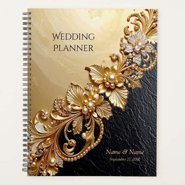 Agenda Gold Floral Embellishments Planner (Frente)