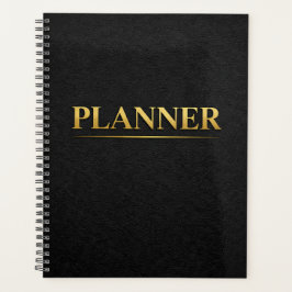 Agenda Gold Minimal Planner Black Leather Style