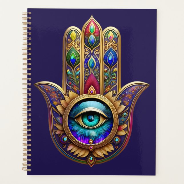 Agenda Gold Peacock Colors Hamsa Green Sapphire Third Eye (Frente)