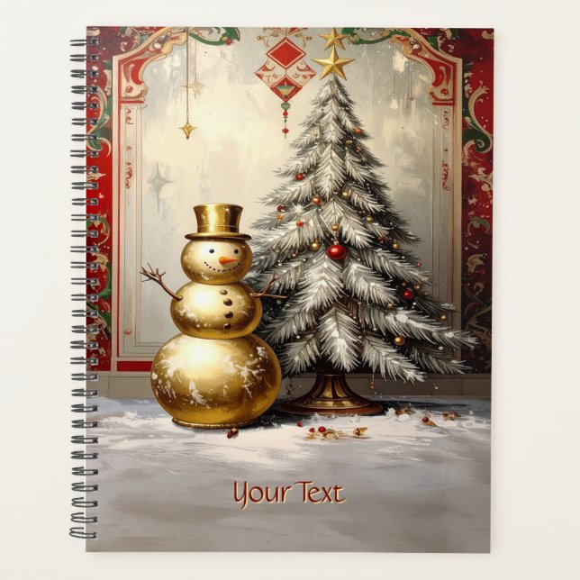 Agenda Gold Snowman Christmas Tree Holiday Planner (Frente)