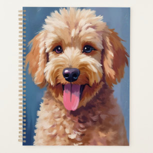 Agenda Golden Doodle Pintura em Aquarela de Cachorro Pe