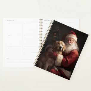 Agenda Golden Retriever com Papai Noel Natal