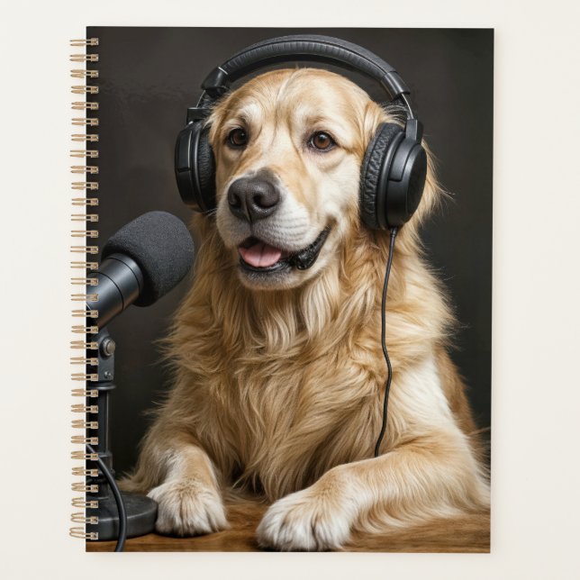 Agenda Golden Retriever Hosting a Podcast (Frente)