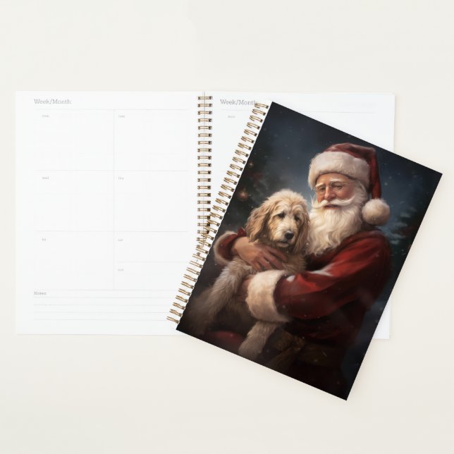 Agenda Goldendoodle com Papai Noel Natal Festivo (Exibição)