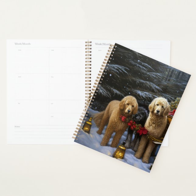 Agenda Goldendoodle Snowy Sleigh Decência de Natal (Exibição)