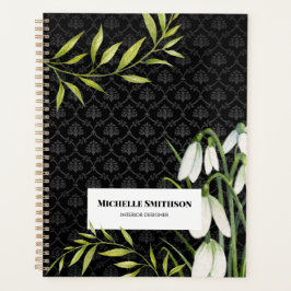 Agenda Gotas de neve brancas e Laurel Damask
