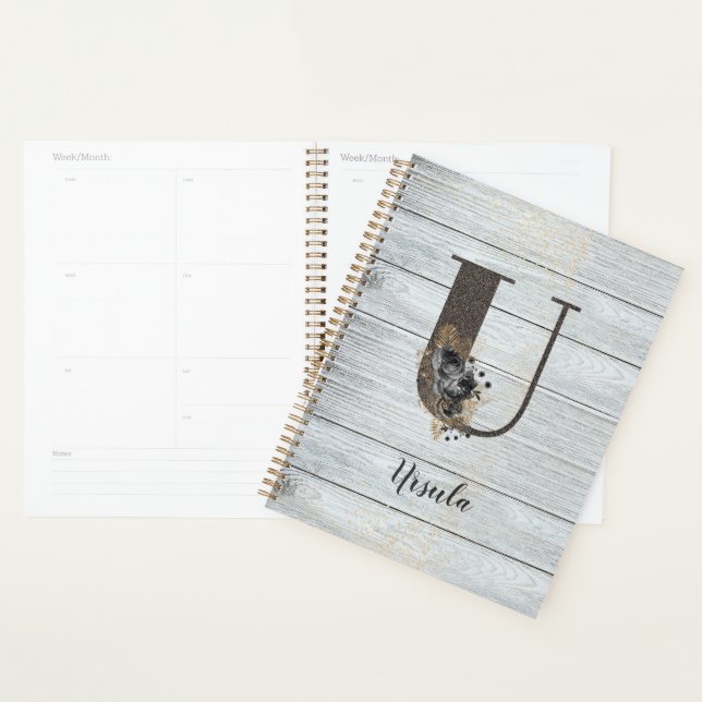 Agenda Gótico preto Elegante e Elegante monograma (Exibição)