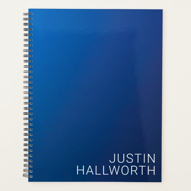 Agenda Gradiente Azul Escuro Moderno e Texto Editável Mín (Frente)