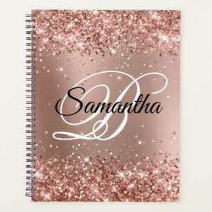 Agenda Gradiente Glamouroso de Rosa Dourado Brilhante Mon