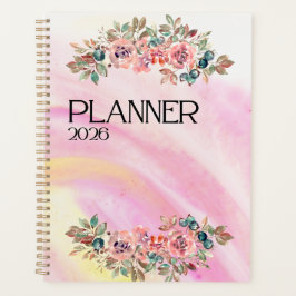Agenda Gradiente Vibrante de Aquarela & Buquê Floral 