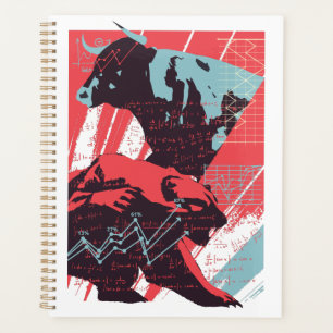 Agenda Gráfico Minimalista de Touro e Urso do Mercado de