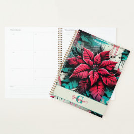Agenda Grafite Grungy Poinsettia Floral Personalizado