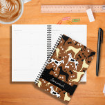 Agenda Grande Danes Fawn Harlequin Dane<br><div class="desc">Recursos de design: Cães Dane-Grande Ilustrados em um padrão repetitivo com estampas brancas de pata e ossos de cachorro sobre um fundo marrom. O produto personalizado pode ter qualquer nome ou frase adicionado ao design. Altere a fonte, o tamanho da fonte e a cor da fonte para o seu gosto...</div>