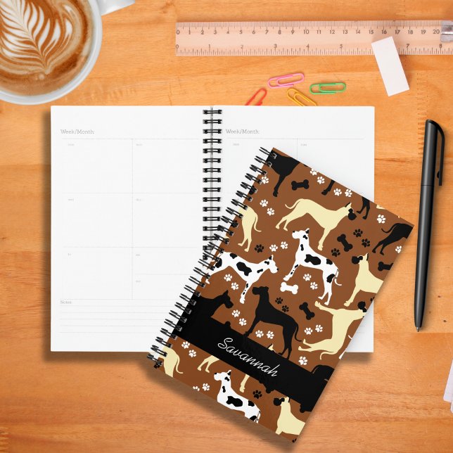 Agenda Grande Danes Fawn Harlequin Dane (Great Danes in Brown Customized Planner)