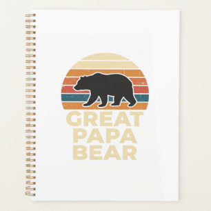 Agenda Grande Papai Urso Retro Pôr do Sol Vintage Design