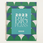 Agenda Grandes planos geométricos do retrô azul moderno<br><div class="desc">Planos grandes para a tipografia elegante geométrica verde-azul-marinho moderno</div>
