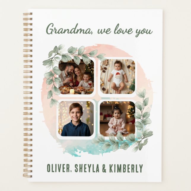 Agenda Grandma we love you 6 Photo Collage Eucalyptus (Frente)