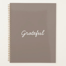 Agenda Grateful beige grande e personalizado script casua