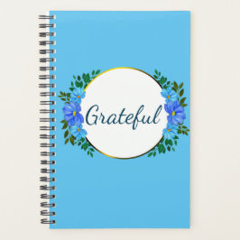 Agenda "Grateful" Dê aos Obrigados Azul Zinnia Floral