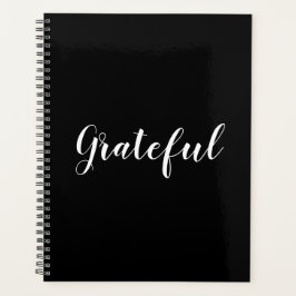 Agenda Grateful preto, preto e personalizado, moderno ele