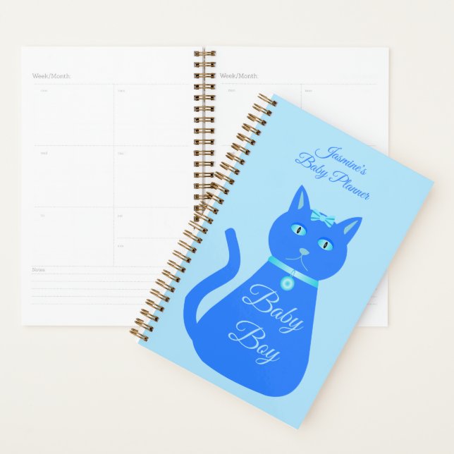 Agenda Grávida Personalizada De Gato De Bebê Azul E Bonit (Exibição)
